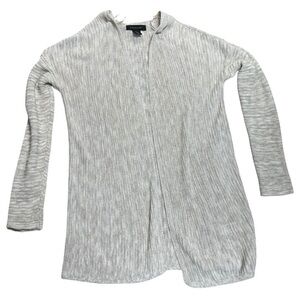 Tahari Tan White Heather Open Front Cardigan Medium